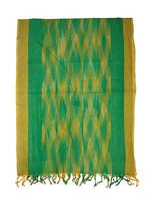 Olive Green Pochampally Ikkat Cotton Unstitched Salwar Suit Dress Material with Dupatta