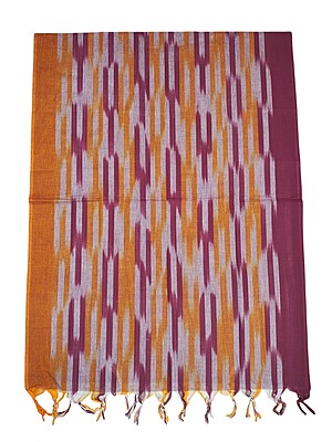 Maroon & Orange Pochampally Ikkat Cotton Unstitched Salwar Suit Set with Dupatta