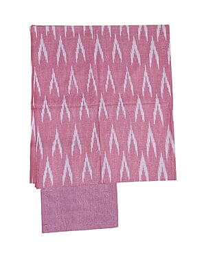 Pink Ikkat Cotton Unstitched Salwar Suit Dress Material with Dupatta