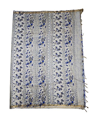 Blue Kalamkari Cotton Silk Saree with Unstitched Blouse Blue Kalamkari Cotton Silk Saree with Unstitched Blouse