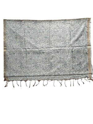 Black Kalamkari Print Cotton Silk Dupatta for Women