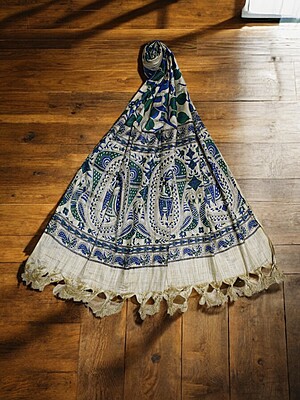 Blue & Green Kalamkari Print Cotton Silk Dupatta for Women Blue & Green Kalamkari Print Cotton Silk Dupatta for Women