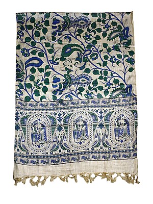 Blue & Green Kalamkari Print Cotton Silk Dupatta for Women Blue & Green Kalamkari Print Cotton Silk Dupatta for Women