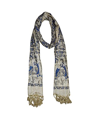 Madhubani Print Indigo Cotton Silk Dupatta for Women Madhubani Print Indigo Cotton Silk Dupatta for Women