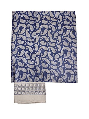 Lavender Kalamkari Unstitched Salwar Suit Set with Dupatta for Women