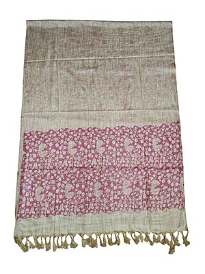 Pink & Golden Madhubani Print Cotton Silk Dupatta for Women Pink & Golden Madhubani Print Cotton Silk Dupatta for Women