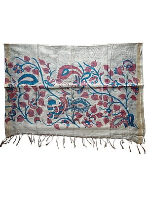 Kalamkari Print Wine & Teal Cotton Silk Dupatta for Women Kalamkari Print Wine & Teal Cotton Silk Dupatta for Women