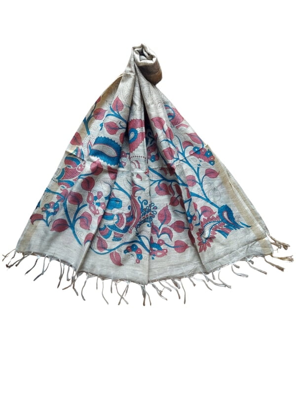 Kalamkari Print Wine & Teal Cotton Silk Dupatta for Women Kalamkari Print Wine & Teal Cotton Silk Dupatta for Women