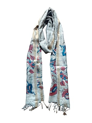 Kalamkari Print Wine & Teal Cotton Silk Dupatta for Women Kalamkari Print Wine & Teal Cotton Silk Dupatta for Women