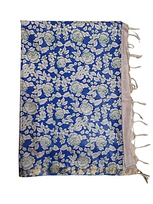 Indigo Kalamkari Print Saree with Unstitched Blouse Indigo Kalamkari Print Saree with Unstitched Blouse