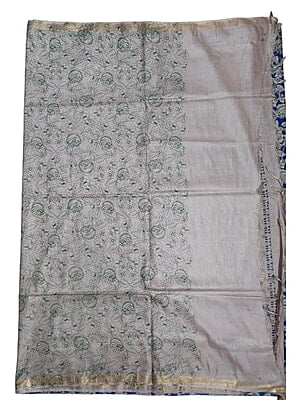 Indigo Kalamkari Print Saree with Unstitched Blouse Indigo Kalamkari Print Saree with Unstitched Blouse