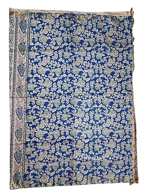 Indigo Kalamkari Print Saree with Unstitched Blouse Indigo Kalamkari Print Saree with Unstitched Blouse