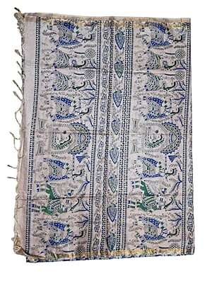 Indigo Kalamkari Print Saree with Unstitched Blouse Indigo Kalamkari Print Saree with Unstitched Blouse