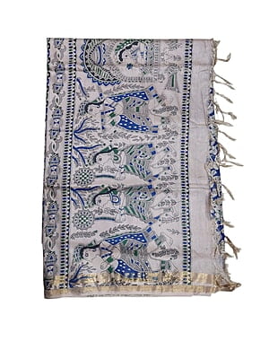 Indigo Kalamkari Print Saree with Unstitched Blouse Indigo Kalamkari Print Saree with Unstitched Blouse
