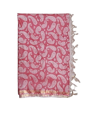Pink Kalamkari Print Saree with Unstitched Blouse Pink Kalamkari Print Saree with Unstitched Blouse