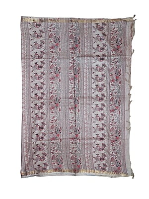 Pink Kalamkari Print Saree with Unstitched Blouse Pink Kalamkari Print Saree with Unstitched Blouse
