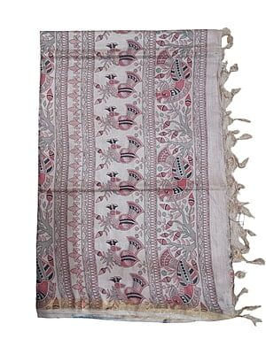 Pink Kalamkari Print Saree with Unstitched Blouse Pink Kalamkari Print Saree with Unstitched Blouse