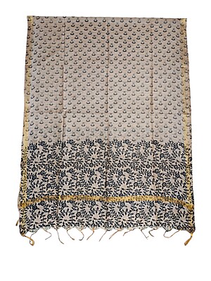 Red & Black Kalamkari Unstitched Salwar Suit Dress Material with Dupatta
