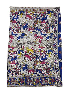 Indigo & Maroon Kalamkari Cotton Saree with Unstitched Blouse Indigo & Maroon Kalamkari Cotton Saree with Unstitched Blouse