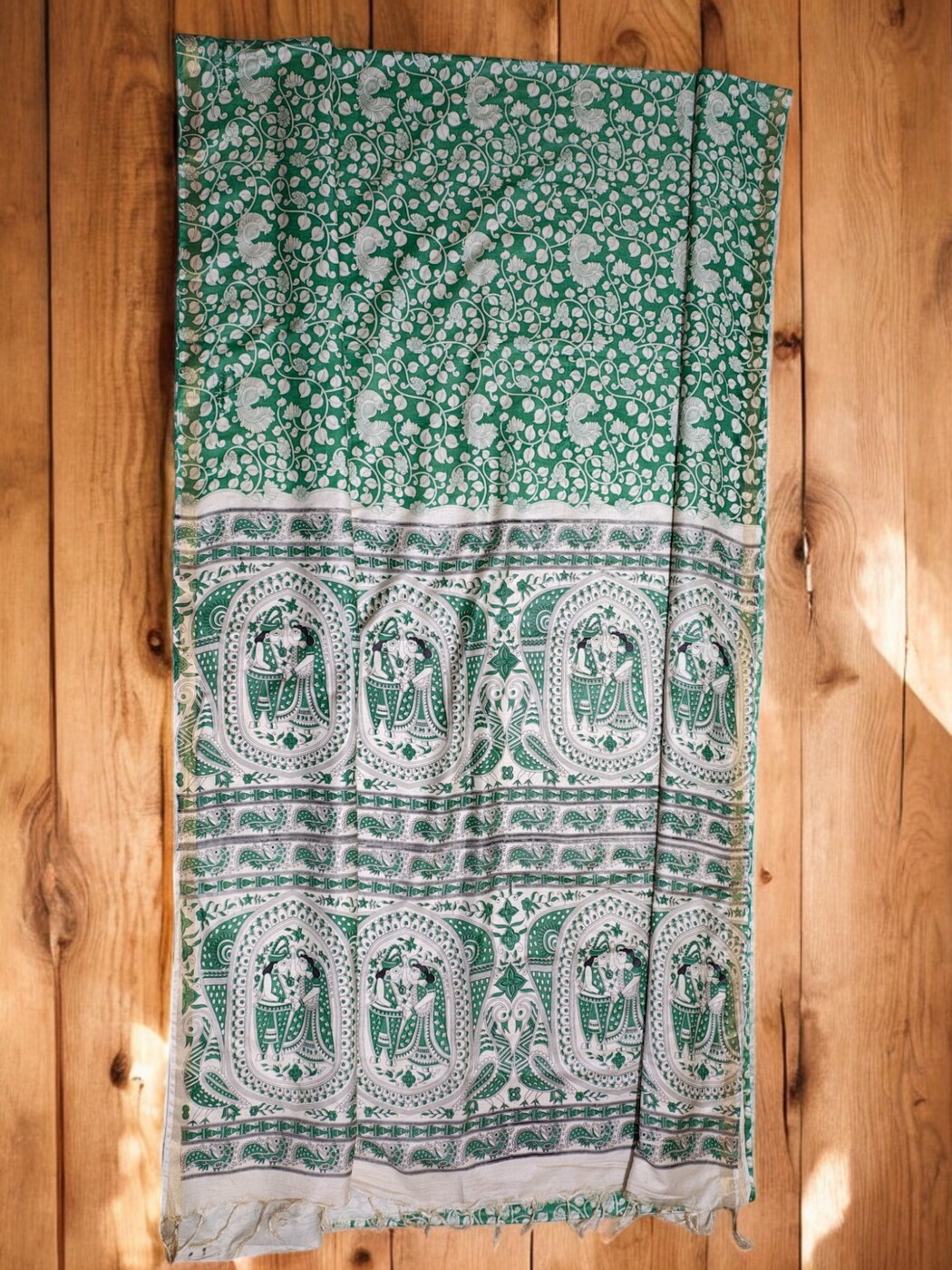 Manjari Dark Green Kalamkari Saree