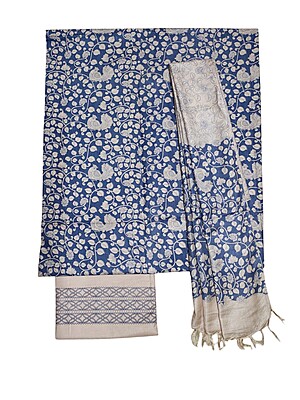 Indigo Kalamkari Unstitched Salwar Suit Dress Material with Dupatta Indigo Kalamkari Unstitched Salwar Suit Dress Material with Dupatta