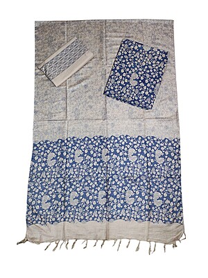 Indigo Kalamkari Unstitched Salwar Suit Dress Material with Dupatta Indigo Kalamkari Unstitched Salwar Suit Dress Material with Dupatta