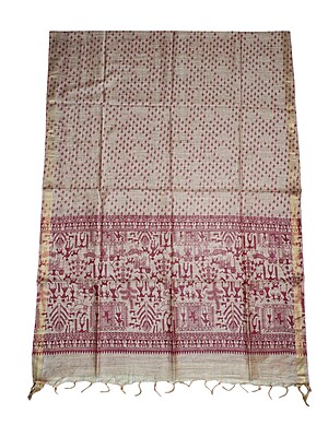 Maroon Kalamkari Unstitched Salwar Suit Dress Material with Dupatta