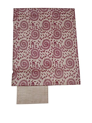 Maroon Kalamkari Unstitched Salwar Suit Dress Material with Dupatta
