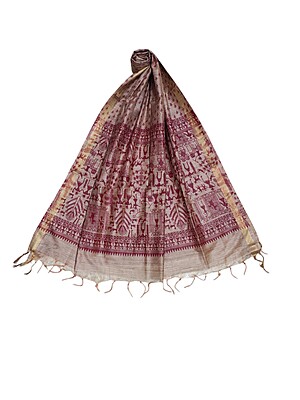 Maroon Kalamkari Unstitched Salwar Suit Dress Material with Dupatta