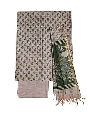 Green & Yellow Kalamkari Unstitched Salwar Suit Dress Material with Dupatta Green & Yellow Kalamkari Unstitched Salwar Suit Dress Material with Dupatta