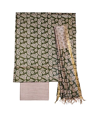 Green kalamkari Unstitched Salwar Suit Dress Material with Dupatta Green kalamkari Unstitched Salwar Suit Dress Material with Dupatta