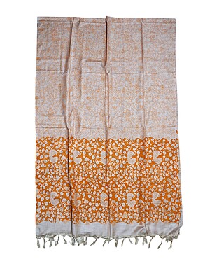 Orange kalamkari Unstitched Salwar Suit Dress Material with Dupatta