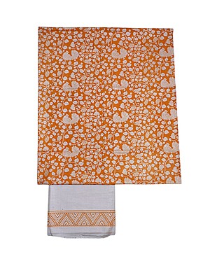 Orange kalamkari Unstitched Salwar Suit Dress Material with Dupatta