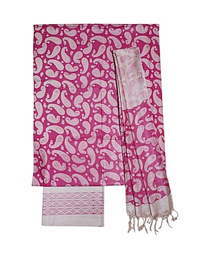 Pink & Green Kalamkari Unstitched Salwar Suit Dress Material with Dupatta Pink & Green Kalamkari Unstitched Salwar Suit Dress Material with Dupatta