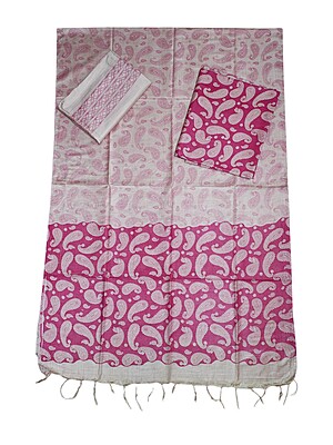 Pink & Green Kalamkari Unstitched Salwar Suit Dress Material with Dupatta Pink & Green Kalamkari Unstitched Salwar Suit Dress Material with Dupatta