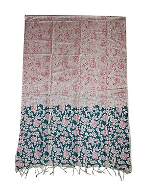 Green & Red Kalamkari Unstitched Salwar Suit Dress Material with Dupatta
