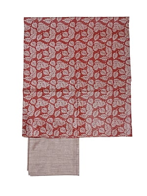 Kalamkari Print Red Unstitched Silk Salwar Suit Dress Material with Dupatta