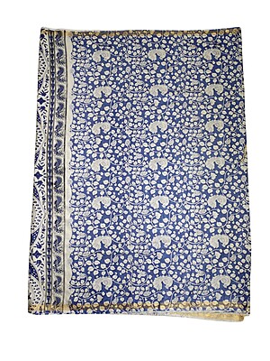 Purple Kalamkari Print Saree with Unstitched Blouse Purple Kalamkari Print Saree with Unstitched Blouse