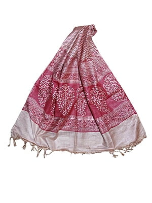 Pink Madhubani Print Unstitched Silk Salwar Suit with Dupatta