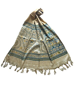 Yellow & Golden Madhubani Print Cotton Silk Dupatta for Women Yellow & Golden Madhubani Print Cotton Silk Dupatta for Women