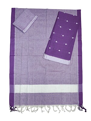 Lavender Handloom South Cotton Unstitched Salwar Suit Set with Dupatta for Women