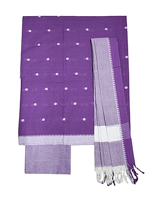 Lavender Handloom South Cotton Unstitched Salwar Suit Set with Dupatta for Women