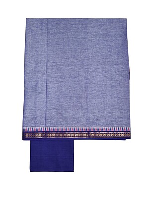 Purple Handloom South Cotton Unstitched Salwar Suit Set with Dupatta for Women