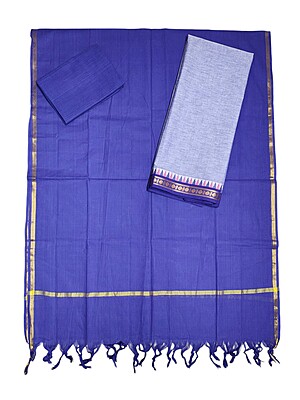 Purple Handloom South Cotton Unstitched Salwar Suit Set with Dupatta for Women