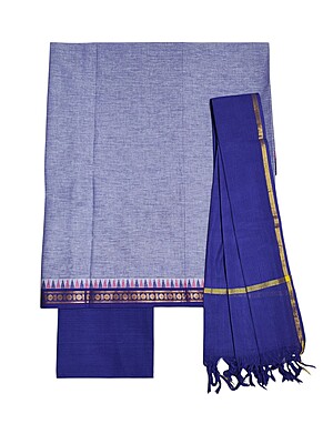 Purple Handloom South Cotton Unstitched Salwar Suit Set with Dupatta for Women