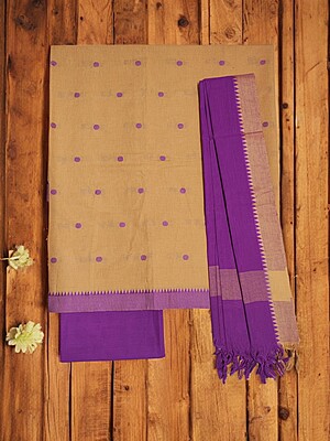Mustard & Purple Handloom Mangalgiri Cotton Unstitched Salwar Suit Set with Dupatta for Women Mustard & Purple Handloom Mangalgiri Cotton Unstitched Salwar Suit Set with Dupatta for Women