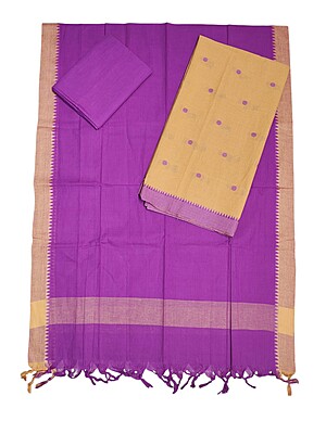Mustard & Purple Handloom Mangalgiri Cotton Unstitched Salwar Suit Set with Dupatta for Women Mustard & Purple Handloom Mangalgiri Cotton Unstitched Salwar Suit Set with Dupatta for Women
