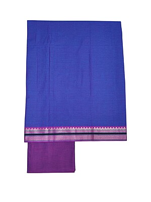 Blue & Purple Handloom Mangalagiri Cotton Solid Unstitched Salwar Suit Set with Dupatta for Women Blue & Purple Handloom Mangalagiri Cotton Solid Unstitched Salwar Suit Set with Dupatta for Women