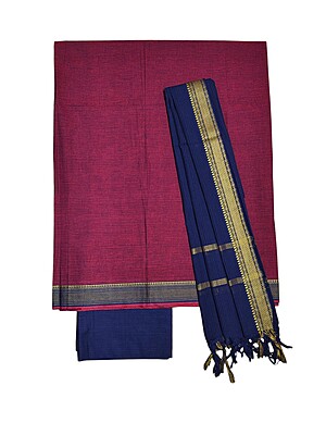 Wine Solid cotton silk Unstitched Salwar Suit Fabric with Dupatta Wine Solid cotton silk Unstitched Salwar Suit Fabric with Dupatta