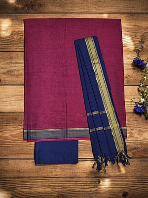 Wine Solid cotton silk Unstitched Salwar Suit Fabric with Dupatta